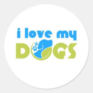 i love my dog runder aufkleber