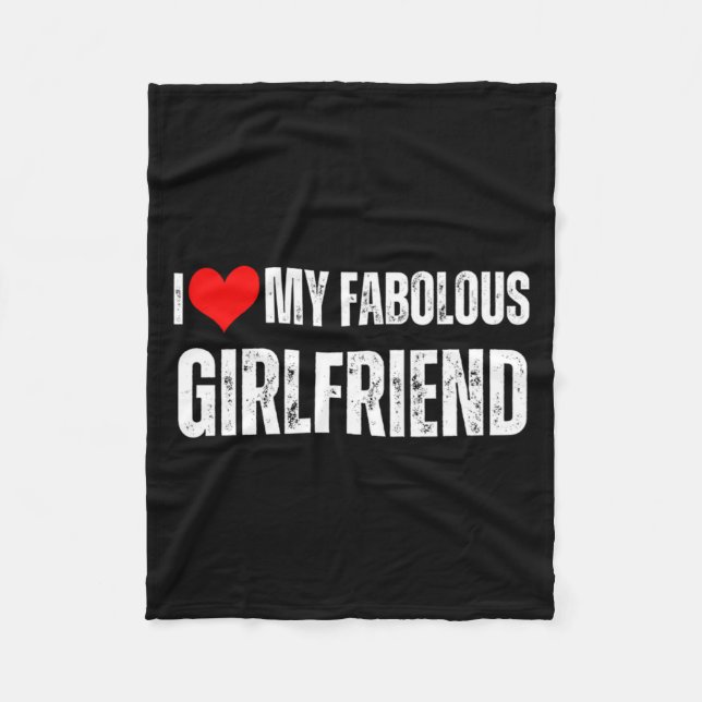 I Love My Fabulous Girlfriend Retro Style Valentin Fleecedecke (Vorderseite)