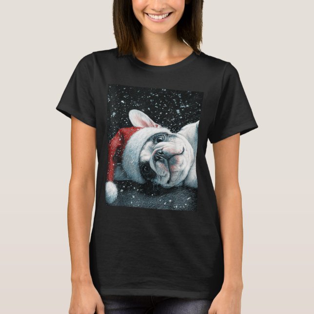I Love My French Bulldog Christmas Cute  T-Shirt (Vorderseite)