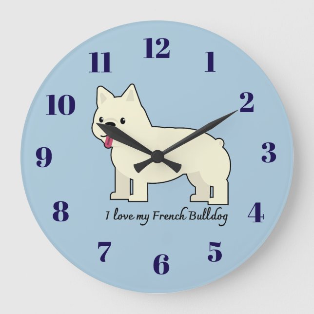 I love my French Bulldog Große Wanduhr (Vorderseite)