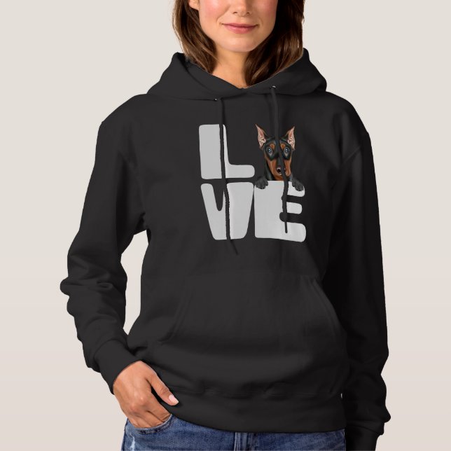 I Love My German Pinscher Dog Hoodie (Vorderseite)