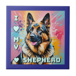 I love my German Shepherd Fliese
