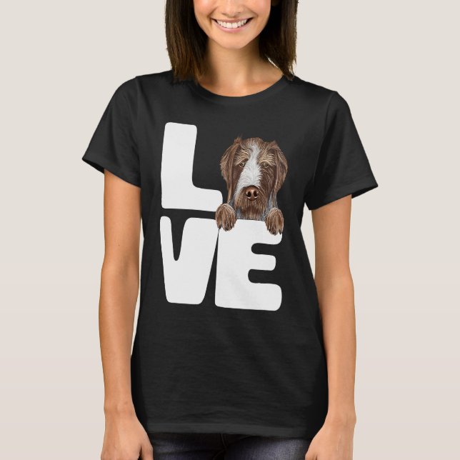 I Love My German Wirehaired Pointer Dog T-Shirt (Vorderseite)