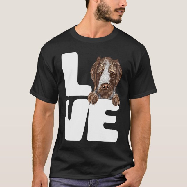 I Love My German Wirehaired Pointer Dog T-Shirt (Vorderseite)
