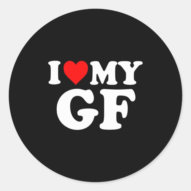 I Love My Gf Girlfriend Red Heart Valentines Day G Runder Aufkleber (Vorderseite)