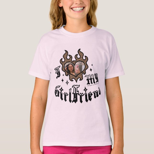 I Love My Girlfriend - Cheetah - DingusDesign T-Shirt (Vorderseite)
