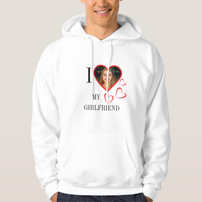  I Love My Girlfriend Custom Heart Your Photo  Hoodie (Vorderseite)