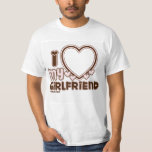 I Love My Girlfriend Custom T-Shirt<br><div class="desc">Cute and bubbly machen that says " I Love My GIRLFRIEND" with a huge heart that allows you to inseryour image,  in the color brown and light pink</div>