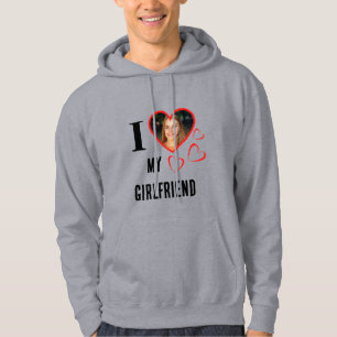 I Love My Girlfriend Dein Photo im Herz grau Hoodie
