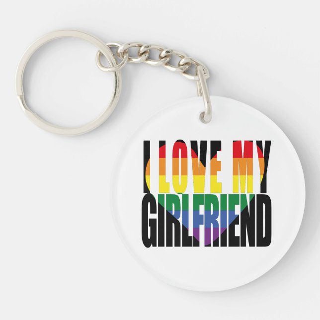 I Love My Girlfriend Heart Rainbow Custom Photo (Devant)