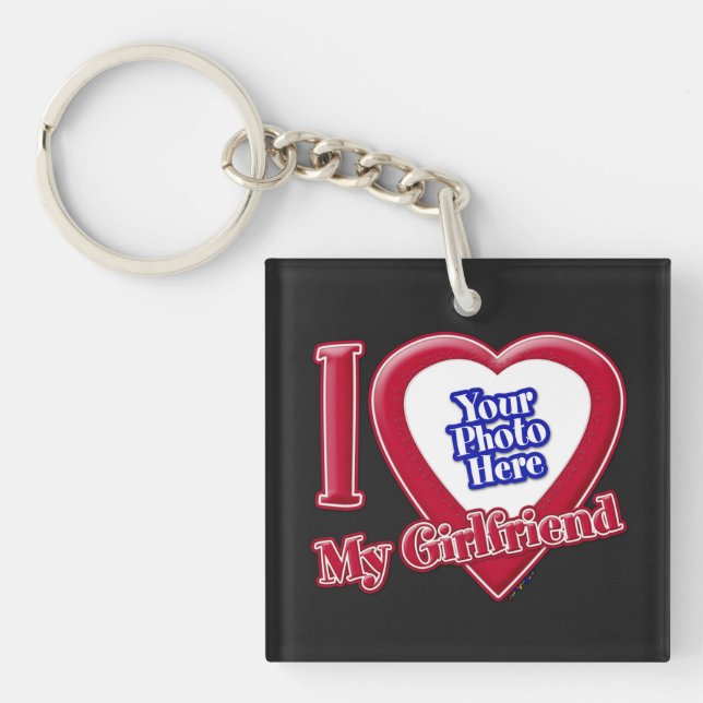 I Love My Girlfriend Photo Red Heart Black (Devant)