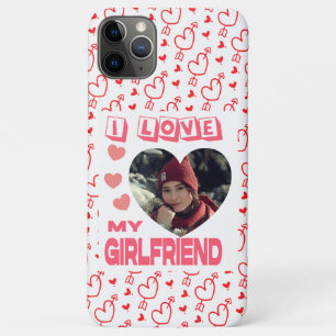 I Love My Girlfriend Pink Heart Coque photo person