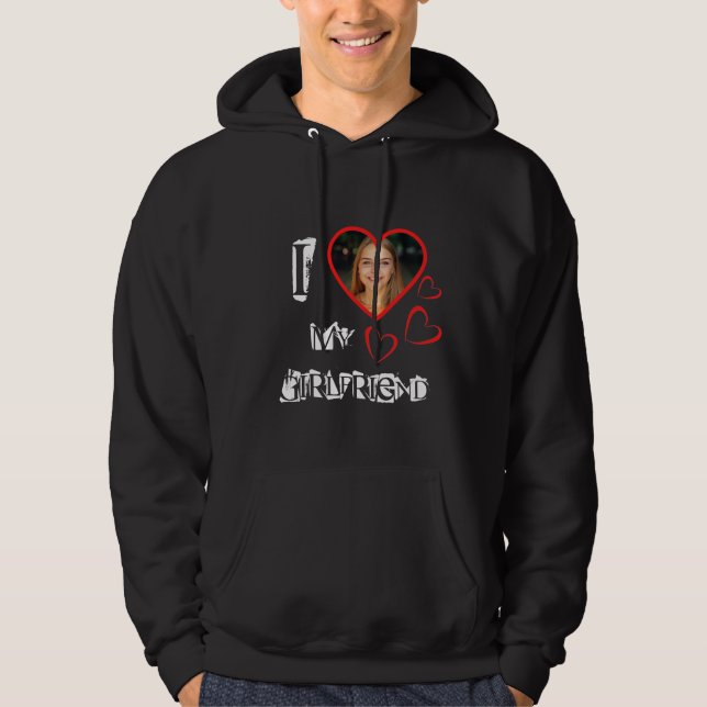  I Love My Girlfriend Your Photo Custom Heart  Hoodie (Vorderseite)
