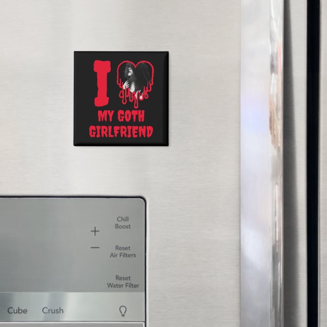 I Love My Goth Girlfriend Dripping Red Heart Photo Magnet (In Situ (Kühlschrank))