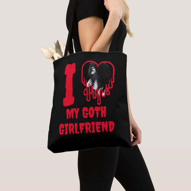 I Love My Goth Girlfriend Dripping Red Heart Photo Tasche (Von Nahem)