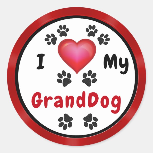 I Love My GrandDog Stickers voir Gros Remises en v (Devant)