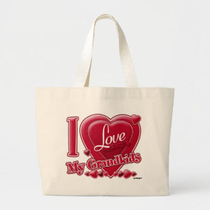 I Love My Grandkids red - heart Jumbo Stoffbeutel