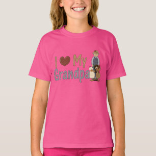 I Love My Grandpa (fermier) T-shirt Girl's Ringer