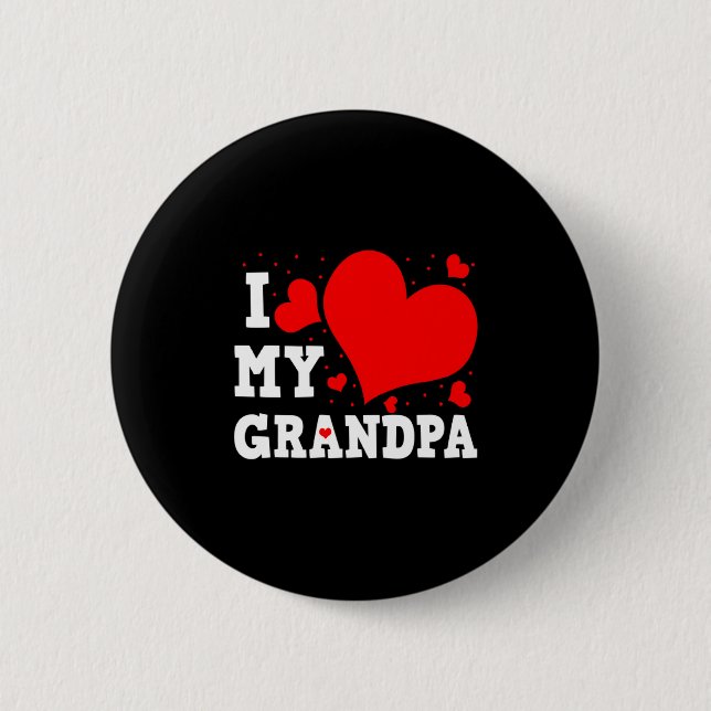 I Love My Grandpa Valentines Day Family Matching G Button (Vorderseite)