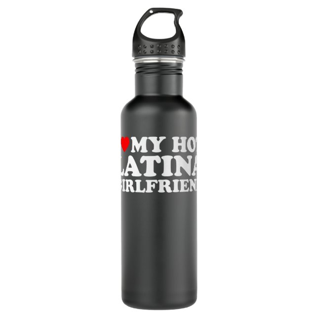 I Love My Hot Latina Girlfriend  Edelstahlflasche (Vorderseite)