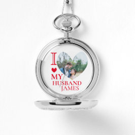 I Love My Husband Custom Heart Photo Armbanduhr