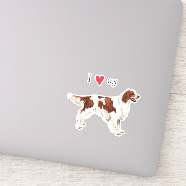 I Love my Irish Red and White Setter Vinyl Sticker (Détail)