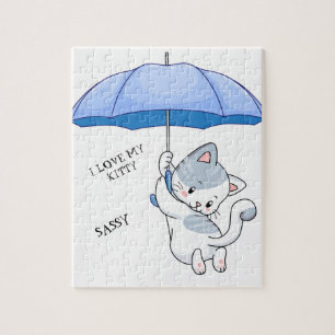 "I LOVE MY KITTY" puzzle avec nom d'animal de comp