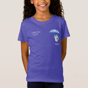 "I LOVE MY KITTY" t-shirt de filles avec nom d'ani