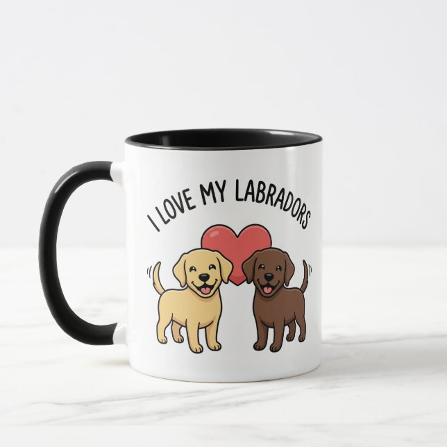 I Love My Labradors Mug – Cute Yellow & Chocolate  Tasse (Links)