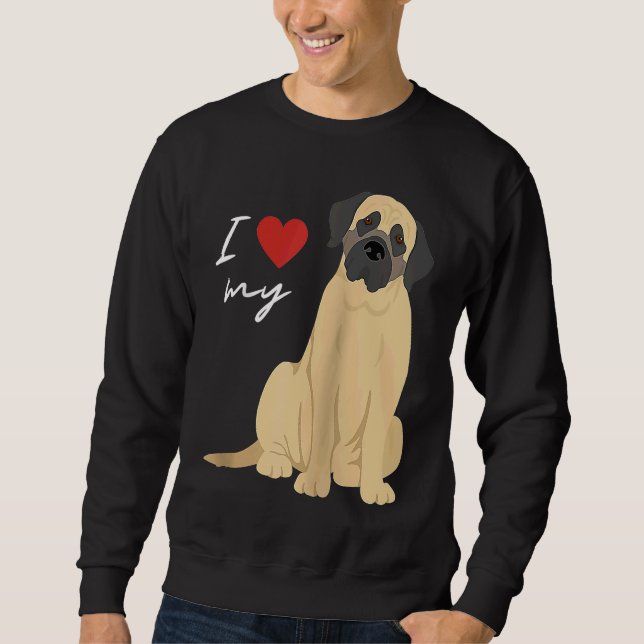 I Love My Mastiff Dog  Raglan Baseball Sweatshirt (Vorderseite)