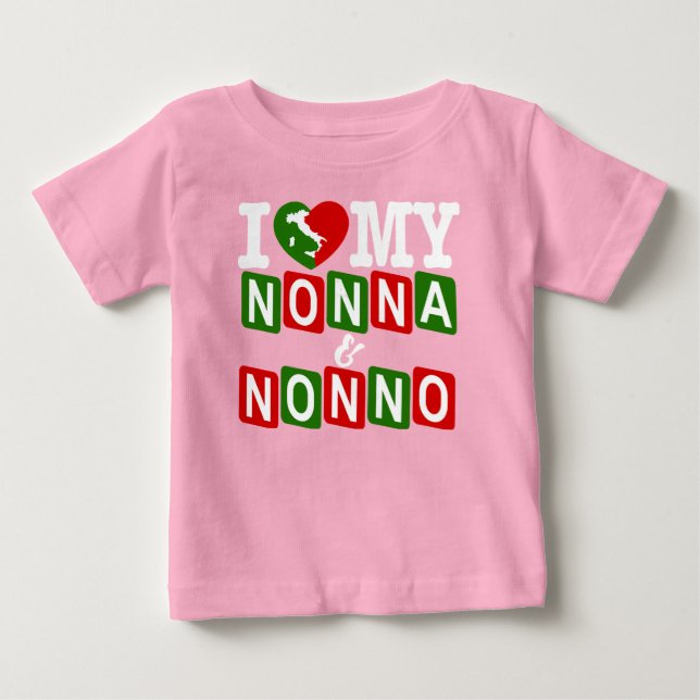 I Love My Nonna & Nonno Baby T-Shirt (Devant)