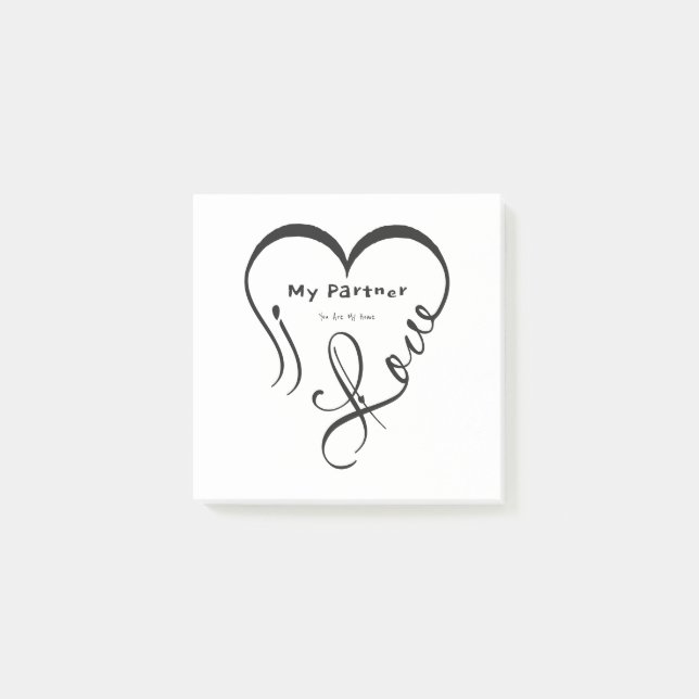 I Love My Partner - You Are My Home Throw Pillow Post-it Klebezettel (Vorderseite)