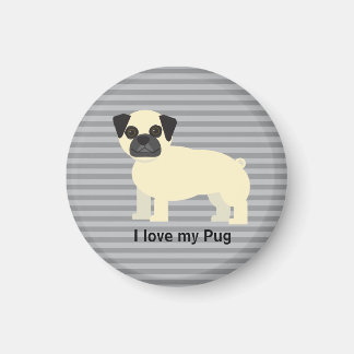 I love my Pug Gray Lined Magnet