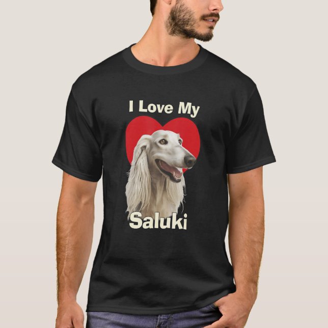 I Love My Saluki Puppy Dog T-Shirt (Vorderseite)