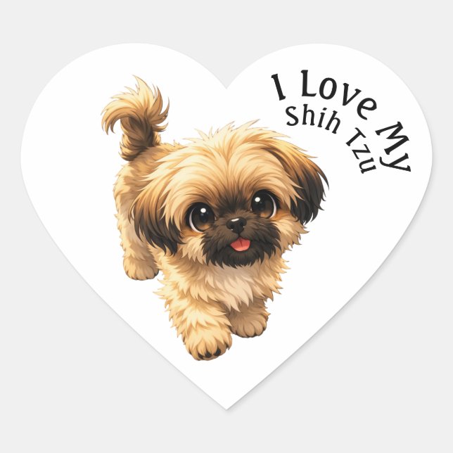 I Love My Shih Tzu Dog Herz-Aufkleber (Vorderseite)