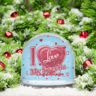 I Love My Sweetie red - hearts Schneekugeln