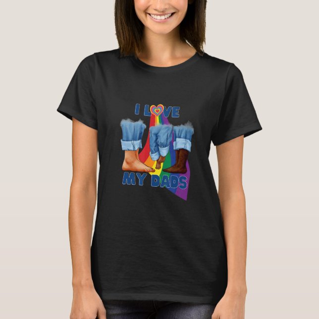 I Love My Two Dads Interracial Gay Pride LGBTQ Tra T-Shirt (Vorderseite)