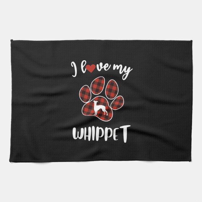 I Love My Whippet Valentine Dog Lover Geschirrtuch (Horizontal)