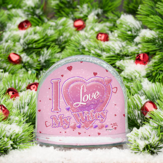 I Love My Wifey pink/purple - hearts Schneekugeln