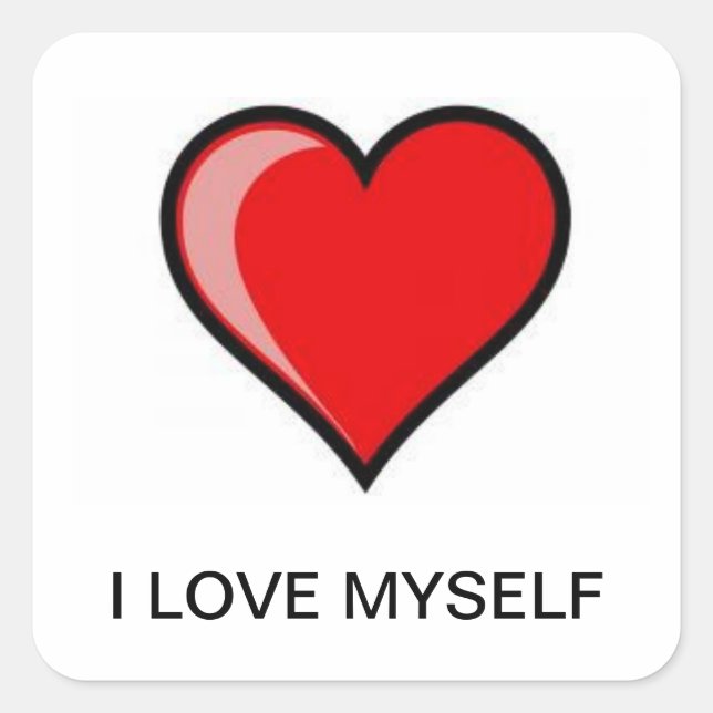 I LOVE MYSELF QUADRATISCHER AUFKLEBER (Vorderseite)