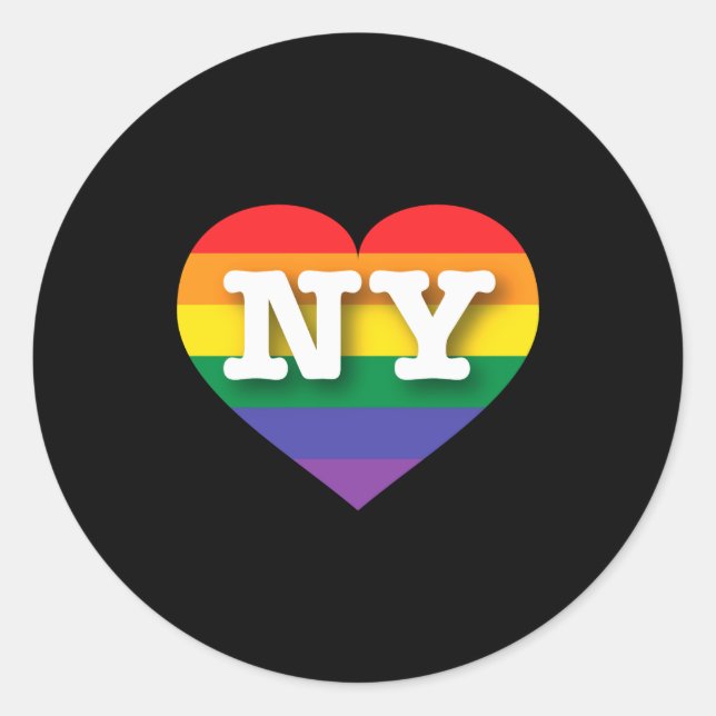 I Love New York Rainbow Heart  Runder Aufkleber (Vorderseite)