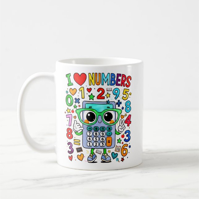 I Love Numbers Cute Maths Calculator Mug Kaffeetasse (Links)