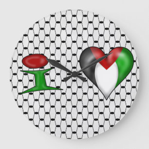 I love Palestine Große Wanduhr