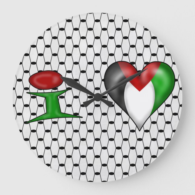 I love Palestine Große Wanduhr (Vorderseite)