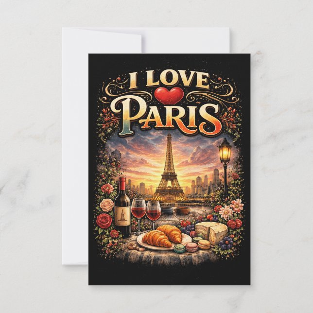 I Love Paris Dankeskarte (Vorderseite)