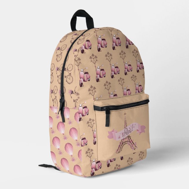 I Love Paris Print Cut Sew sac à dos (Coin arrière gauche)