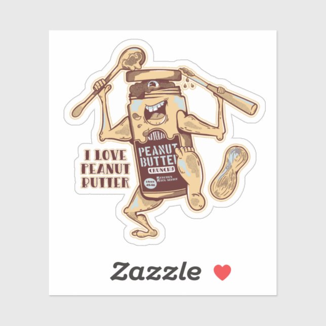 I LOVE PEANUT BUTTER AUFKLEBER (Blatt)