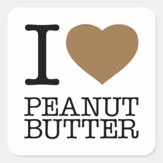 I LOVE PEANUT BUTTER QUADRATISCHER AUFKLEBER