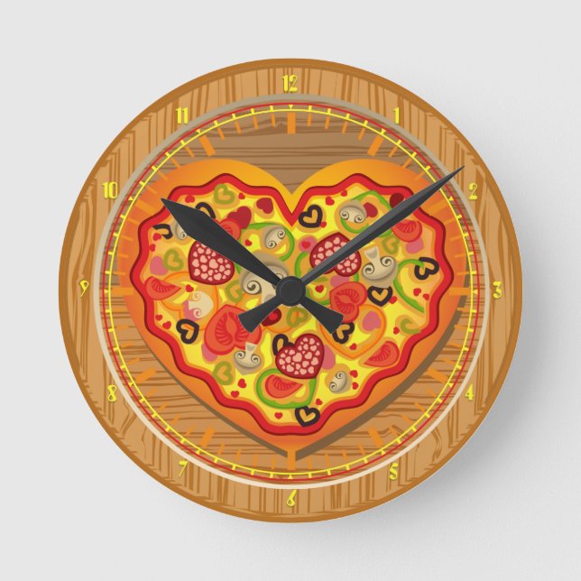 I love Pizza  Pizza Fast Food Wall Clock Runde Wanduhr (Vorderseite)