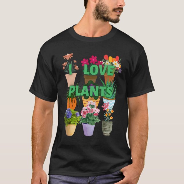 I love plants Many Pots T-Shirt (Vorderseite)